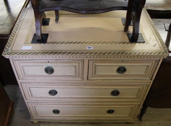 Pine painted four drawer chest